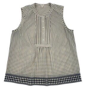 J. Crew Women's Size 12 Polka Dot Pintuck Sleeveless Blouse
